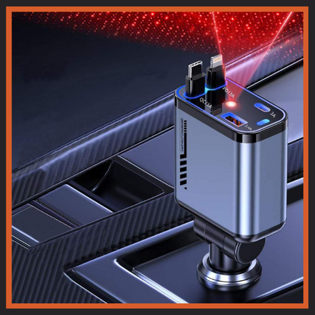 شاحن سيارة مطوّر متعدد الوظائف مع إضاءة النجوم