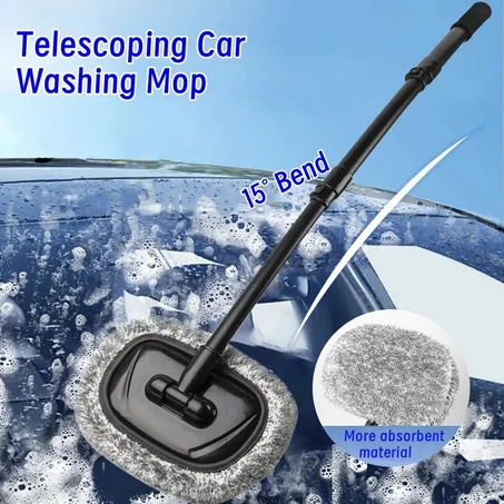 فرشاة "هيدرو-فليكس" بمقبض تلسكوبي منحني ونسيج الشنيل الفاخر