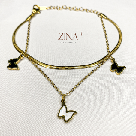 Bracelet Double Rang Papillons