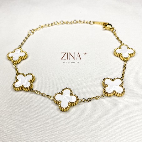 Bracelet Trèfles Dorés Nacrés