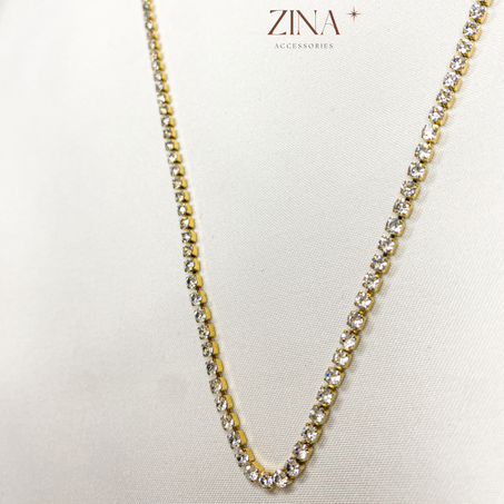 Collier Bicolore Doré avec Zircon