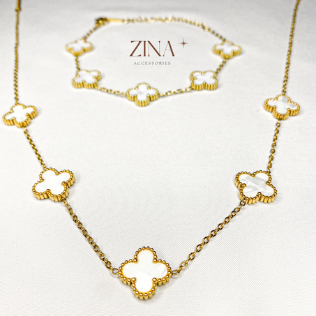 Ensemble Trèfles Dorés Nacrés