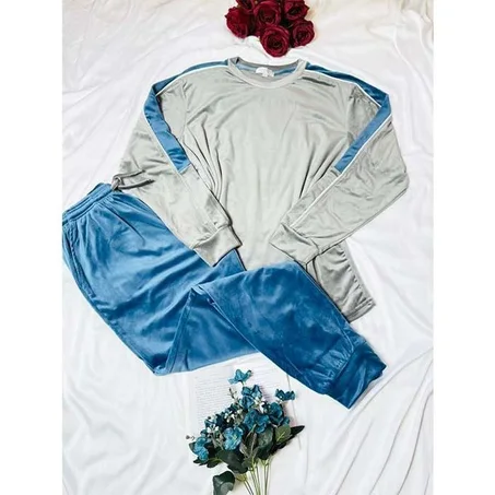 flora mode بيجامة رجالية قطعتين من قماش الفيليور