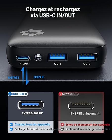 🔋 باور بانك INIU 10000mAh – خفيف، أنيق، وعملي