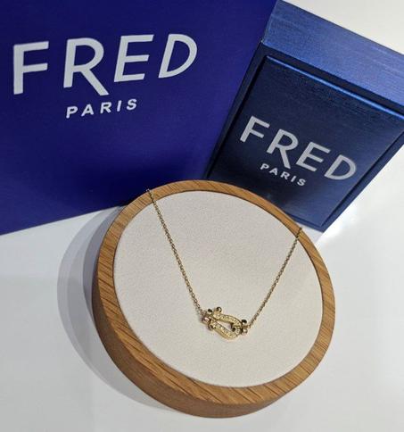 Collier femme acier doré FRED strass avec packaging fred