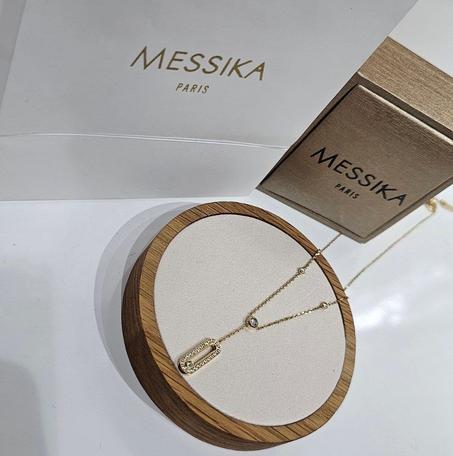 Collier femme acier doré MESSIKA avec packaging messika