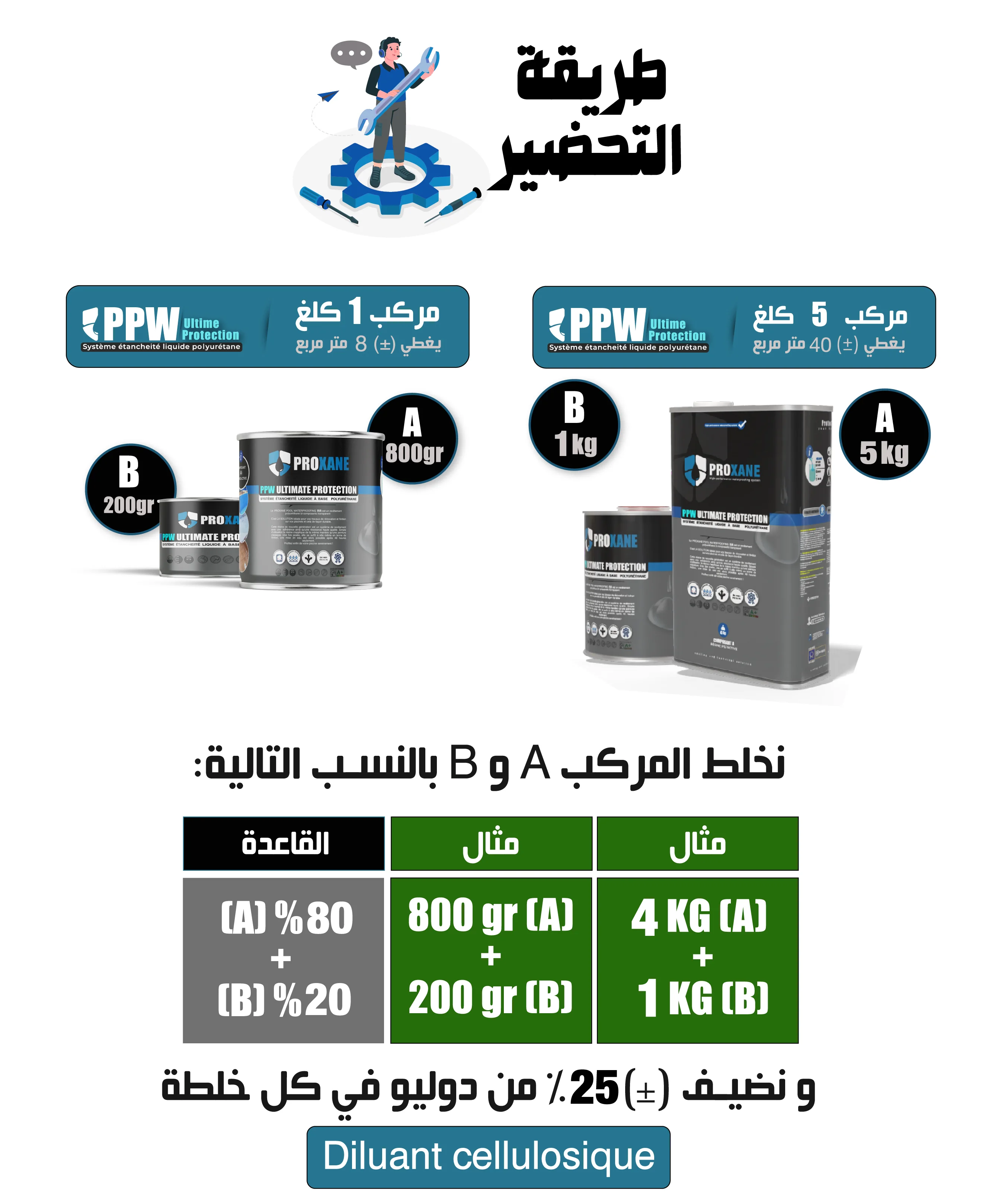 طريقة خلط PPW Ultime Protection: المركب A و B