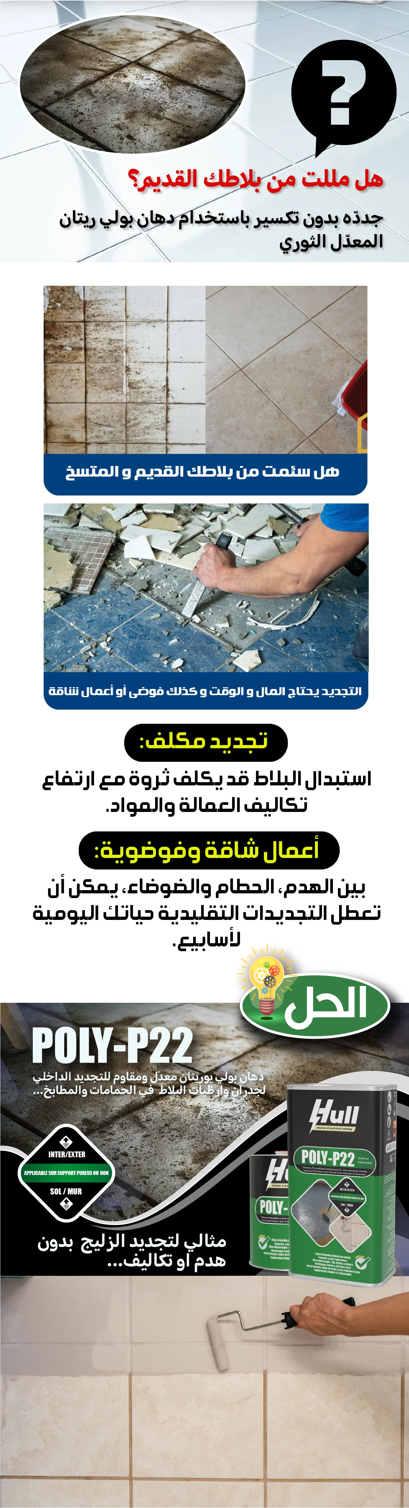 POLY-P22 تجديد الزليج بدون تكسير