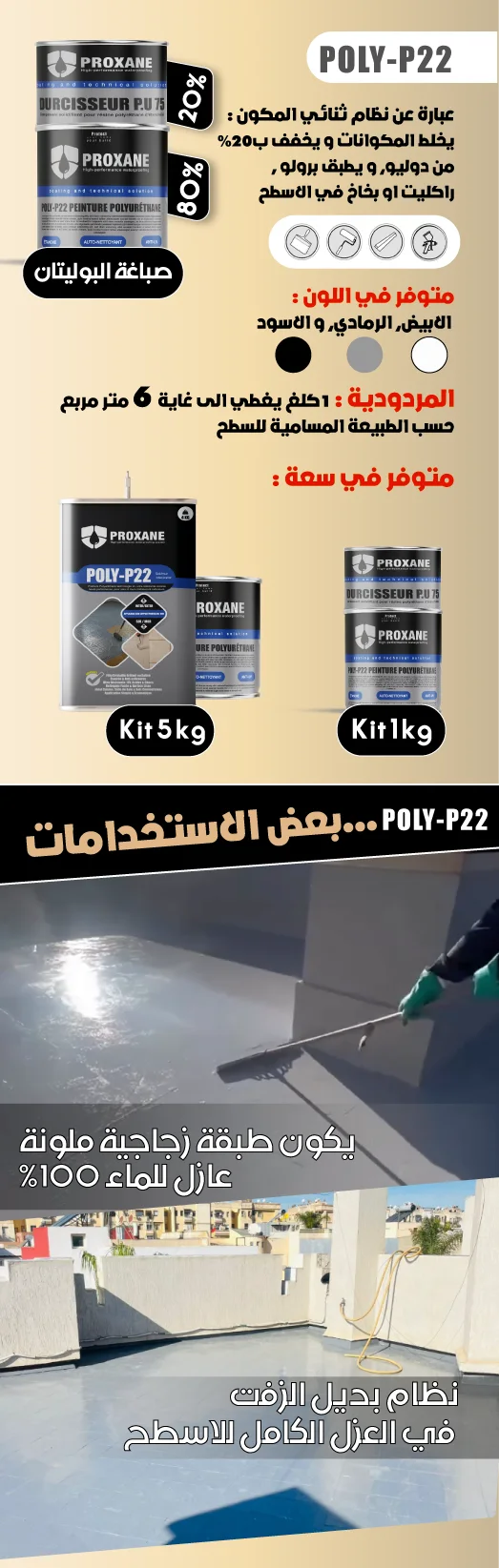 POLY-P22 طلاء ملوّن — أحجام 1كلغ و 5كلغ