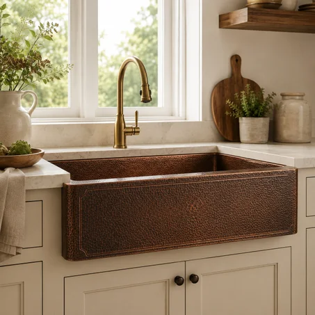 Handmade Black Patina Copper Kitchen Sink – Solid Copper Single Bowl