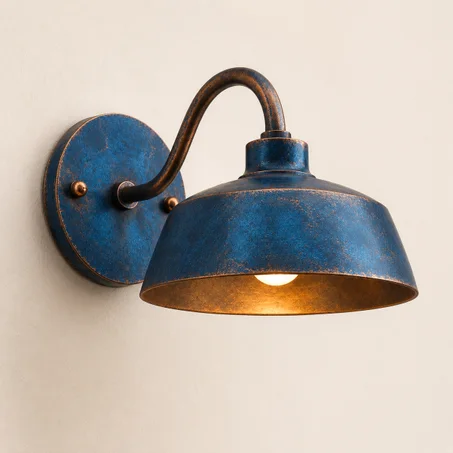 Blue Patina Copper Wall Light | Handmade Moroccan Hammered Wall Sconce | Artisan Copper Lighting