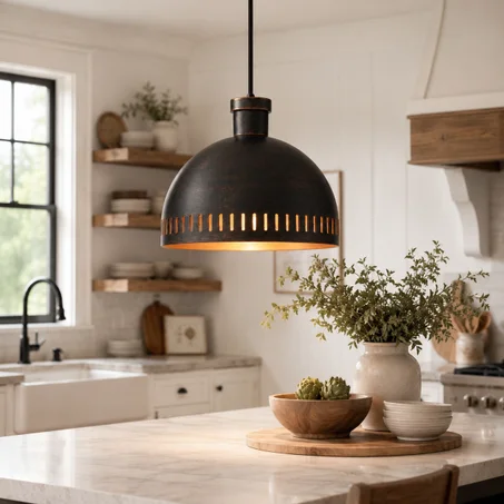 Black Patina Copper Dome Pendant Light, Handmade Hammered Kitchen Island Lighting, Rustic Ceiling Lamp