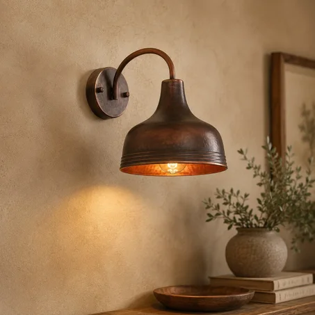 Handmade Black Patina Copper Wall Light – Hammered Copper Wall Sconce – Moroccan Wall Lamp
