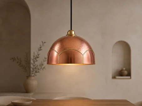 Copper Dome Pendant Light, Rustic Handmade Kitchen Island Lighting, Vintage Ceiling Lamp
