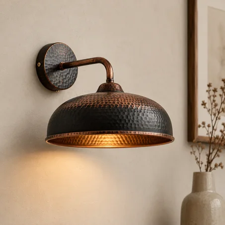 Handmade Black Patina Copper Wall Light – Hammered Copper Wall Sconce – Moroccan Wall Lamp