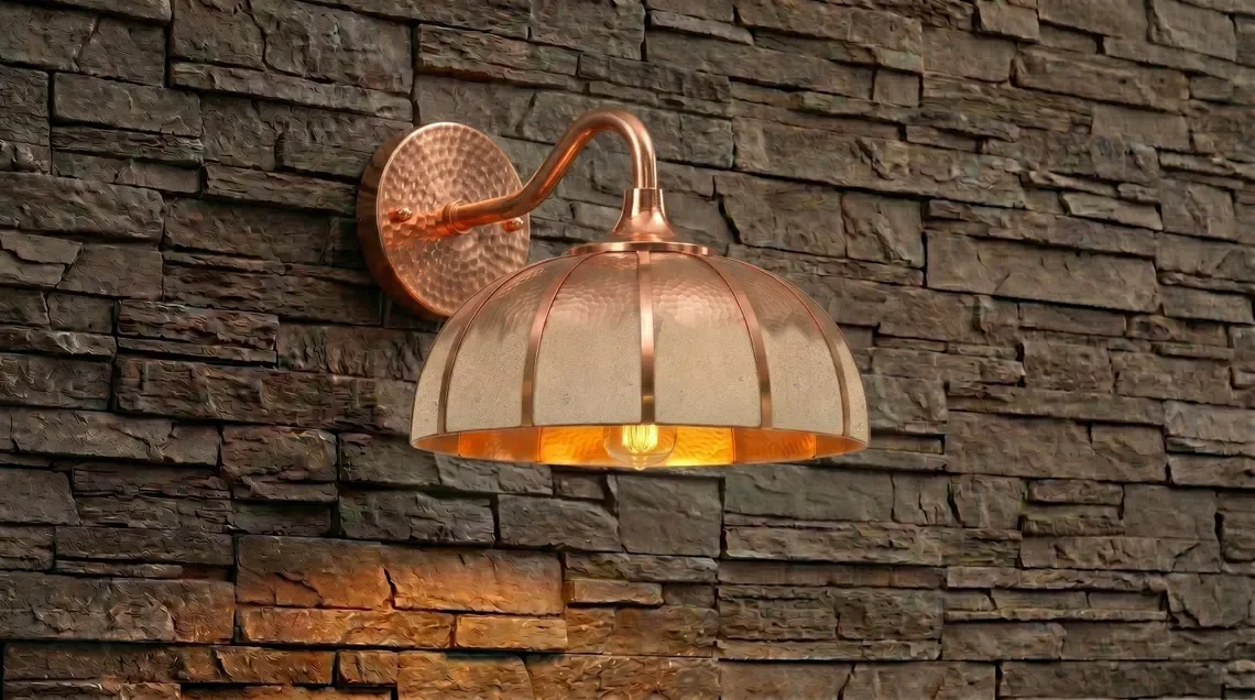 Handmade Natural Copper Wall Light – Hammered Copper Sconce – Moroccan Wall Lamp – Rustic Industrial Lighting