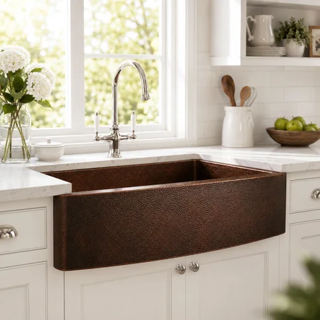 Handcrafted Black Copper Kitchen Sink – Premium Patina Finish