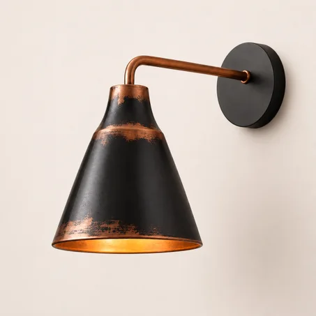 Handmade Black Patina Copper Wall Light – Hammered Copper Wall Sconce – Moroccan Wall Lamp