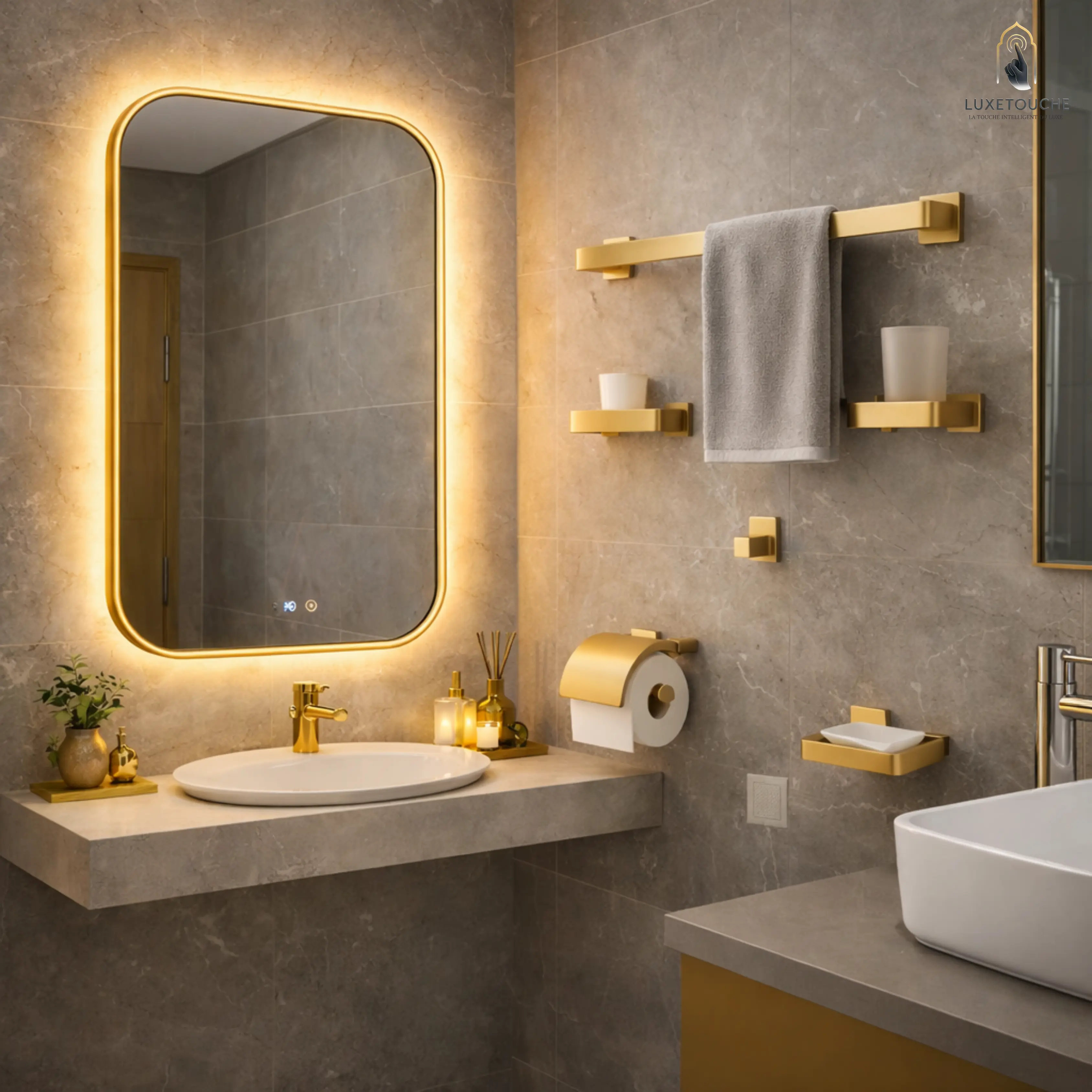 Pack Miroir LED intelligent + Ensemble INOX 304 premium —  organisation parfaite !