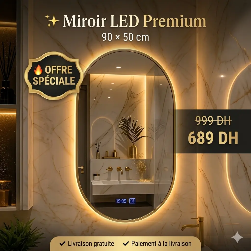 Miroir LED Aurora Oval Premium – Élégance Lumineuse
