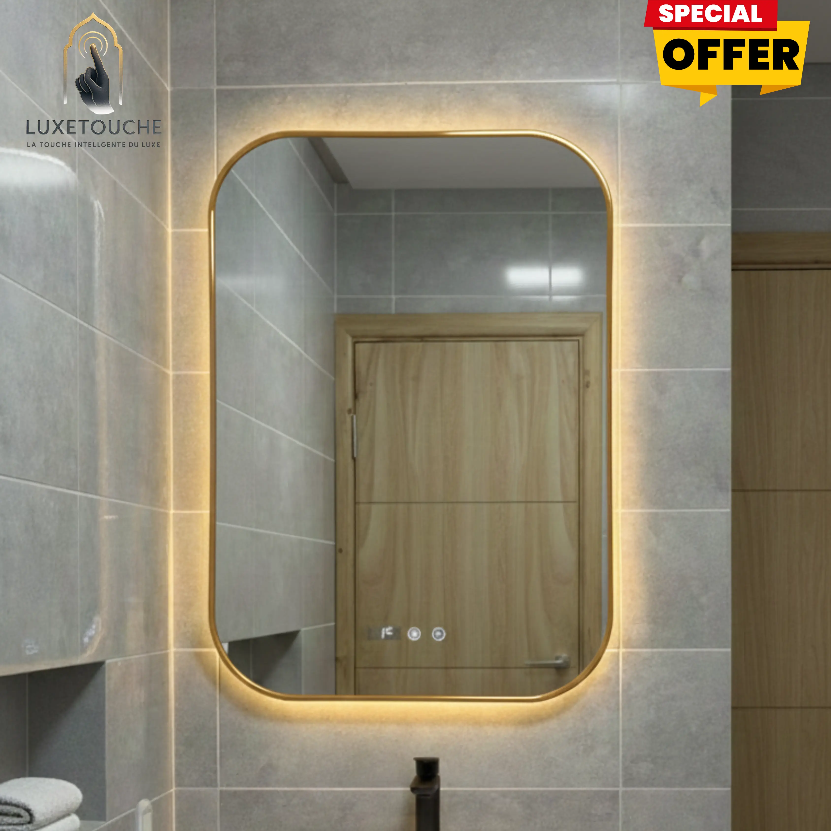 Miroir LED Sorrento Verticale Nouveau– Anti-Vapeur Intelligent avec Date & Heure !