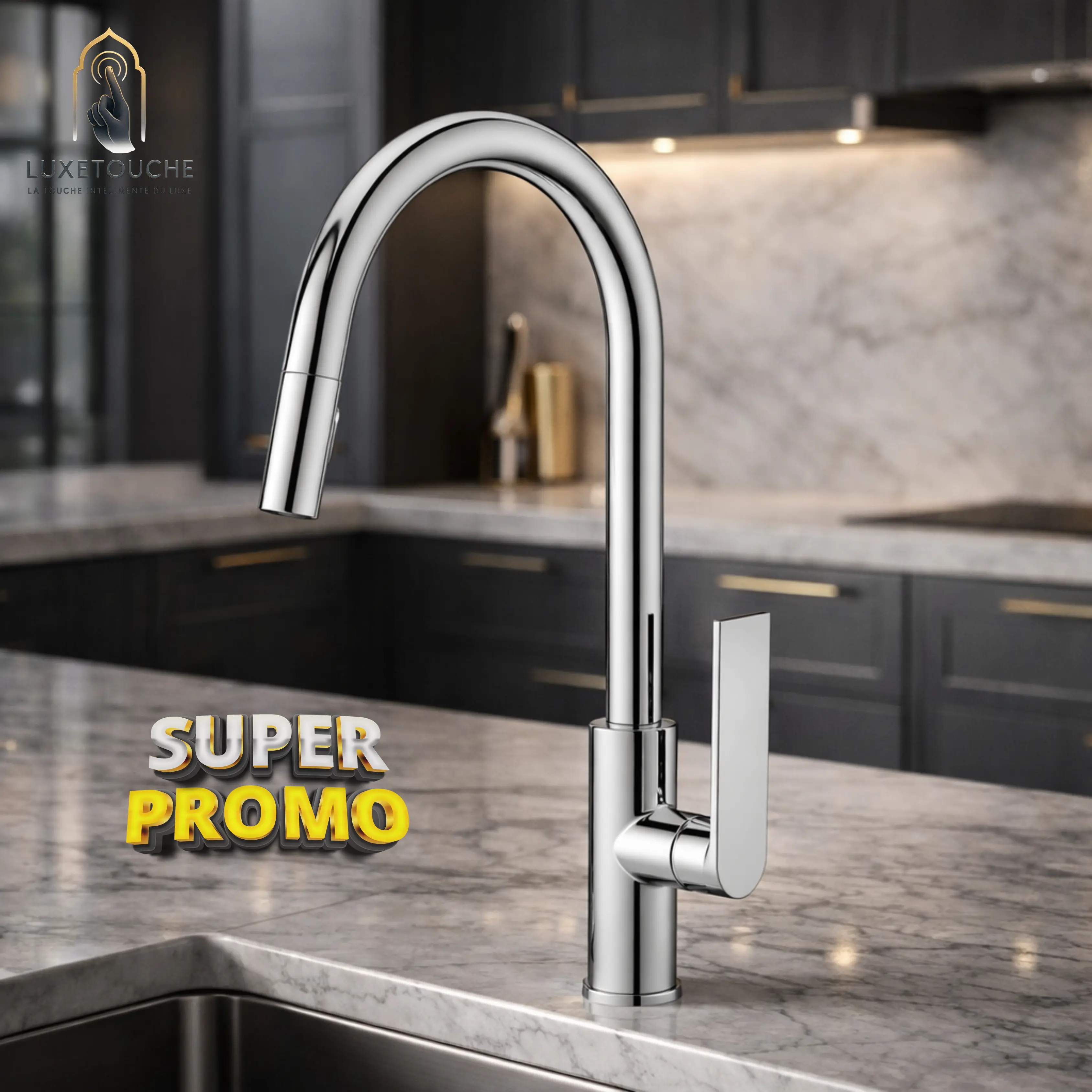 Robinet de Cuisine SORRENTO – Design Rond Chromé Premium