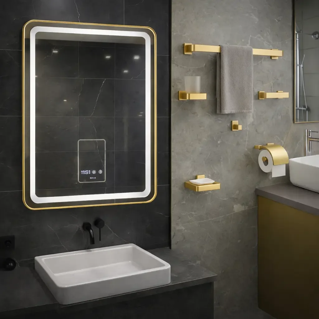 Pack Miroir LED intelligent + Ensemble INOX 304 premium — Élégance, confort et organisation parfaite !