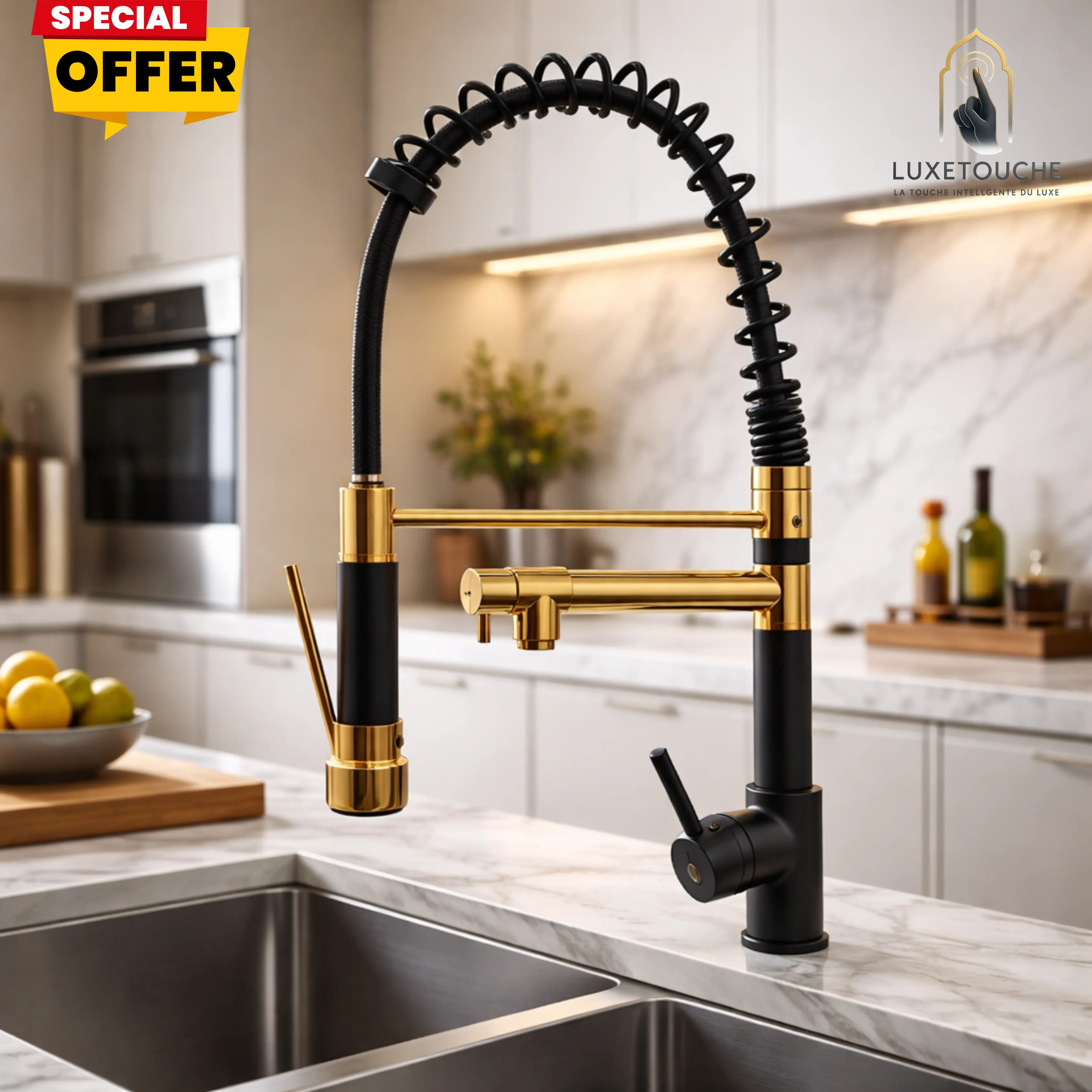 Robinet de Cuisine Luxetouche™ – Design Professionnel & Finition Luxe