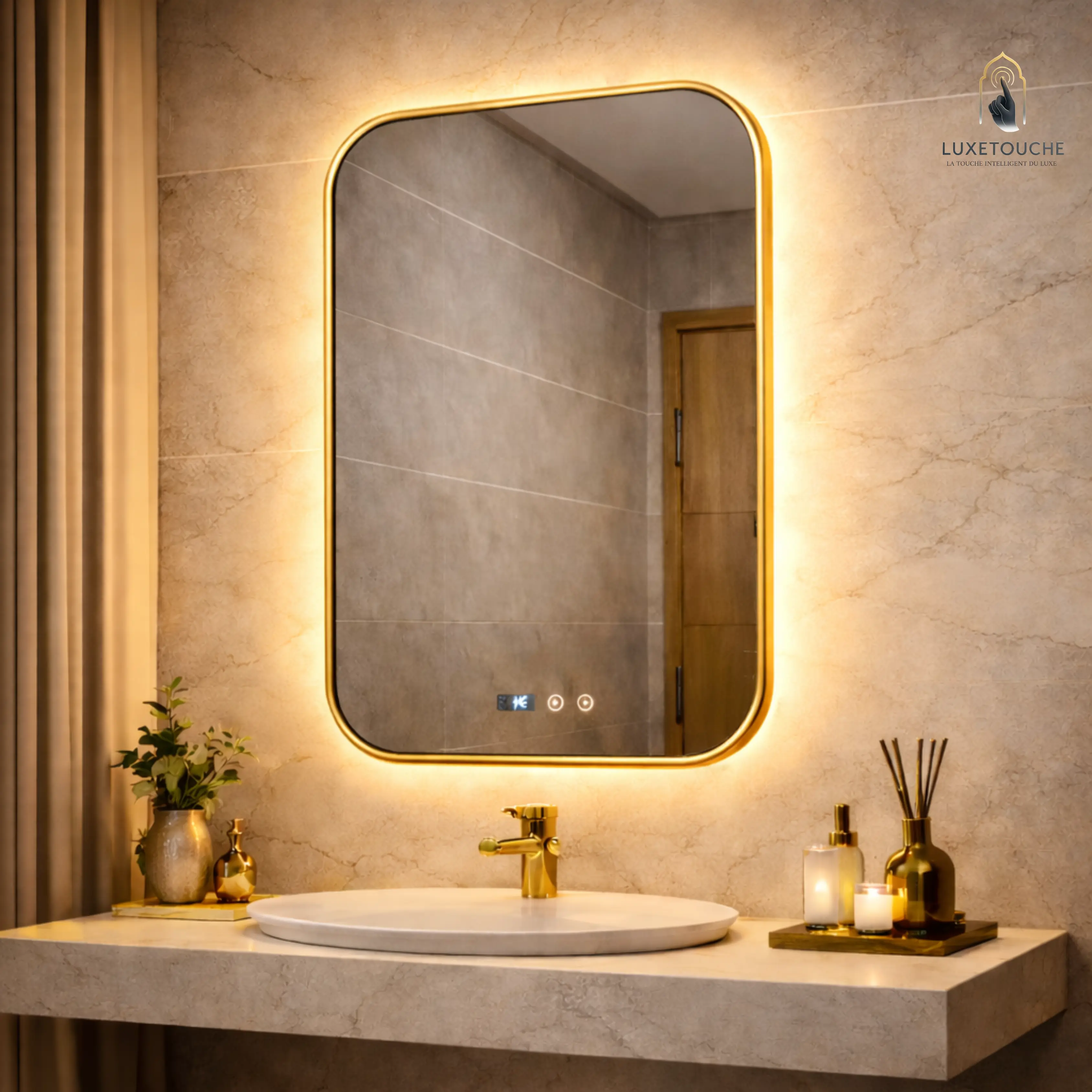 Miroir LED Sorrento Verticale Nouveau– Anti-Vapeur Intelligent avec Date & Heure !