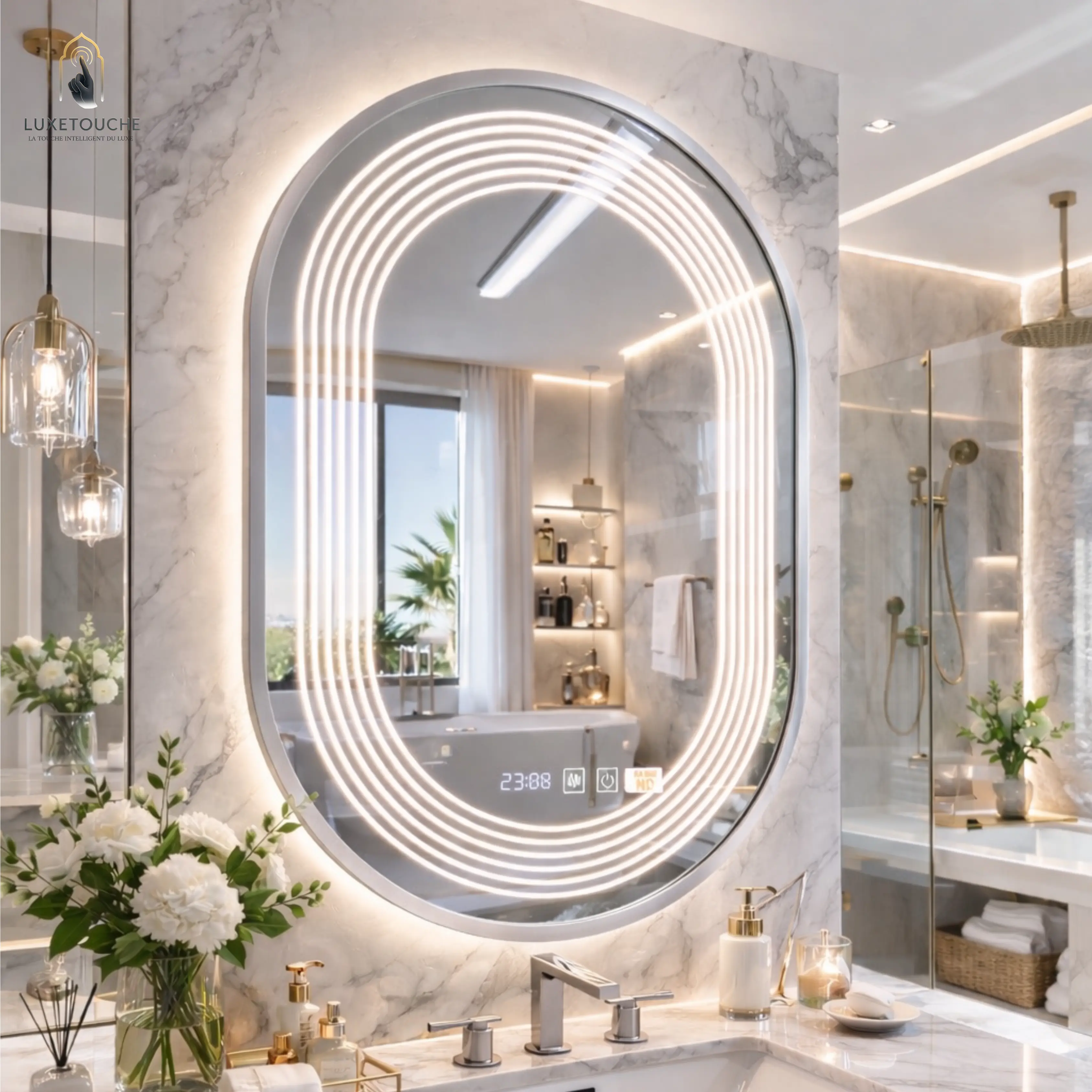 Miroir LED OMEGA HD Oval – Design Moderne ✨