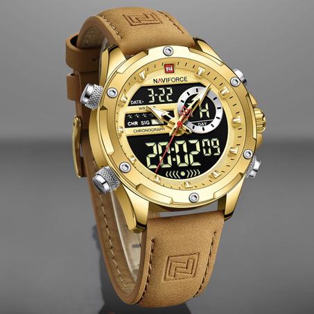 ساعة أصلية أنيقة مع سوار جلدي NVF