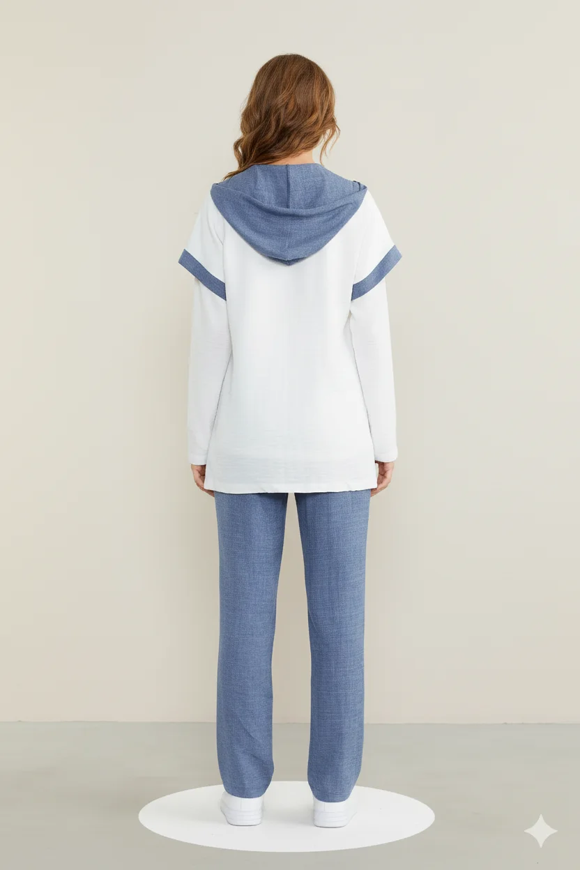 Ensemble 3 pièces look lin beige