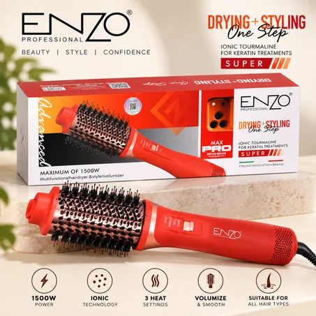 ENZO Professional 17 Pro Max – Brosse Séchante & Coiffante 1500W