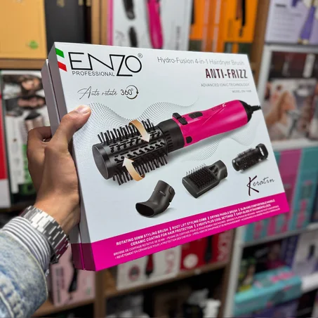 Enzo Brosse Rotative Chauffante  sèche-cheveux 4 En 1 Pro 1500W Ionique pour défriser les cheveux EN-746B