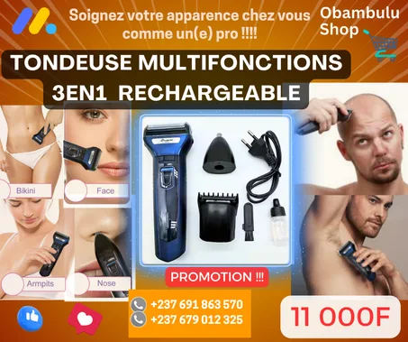 TONDEUSE PROFESSIONNELLE MULTIFONCTIONS RECHARGEABLE – Barbe, Cheveux, Nez & Épilation