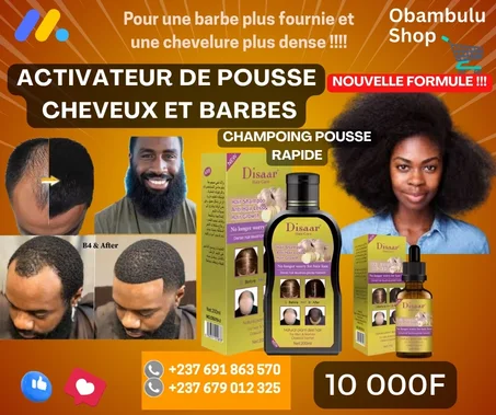 ACTIVATEUR DE POUSSE CHEVEUX & BARBE – Force & Volume XXL + SHAMPOING ACTIVATEUR DE POUSSE (Nouvelle Formule)