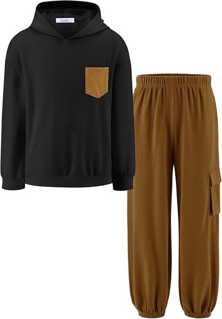 Arshiner Conjunto de 2 piezas de sudadera con capucha y pantalones de manga larga para niños, para otoño e invierno, 6-14 años