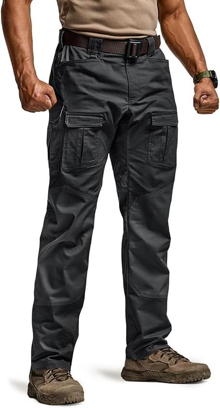 CQR - Pantalones tácticos Flex Ripstop (flexibles y antidesgarro) para hombre, pantalones cargo elásticos y resistentes al agua, para trabajo o senderismo, ligeros, EDC (para artículos de uso