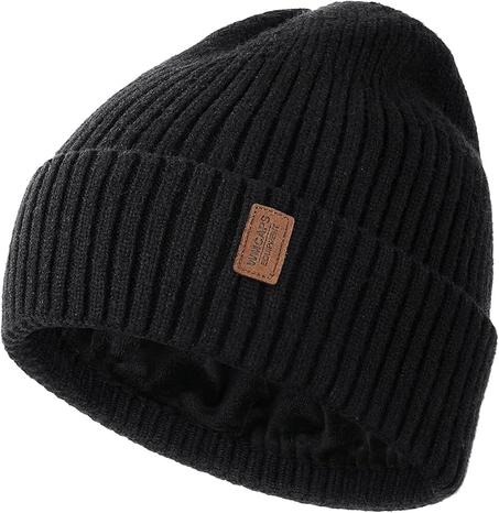 Wmcaps Gorro cálido para hombres y mujeres, gorro de invierno cálido con forro polar, gorro de punto unisex a la moda