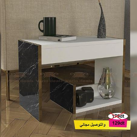 Table d'appointe Tatti Blanc effet marbre