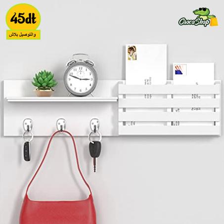 Porte-courrier et porte-clés Organisateur d’entrée, Porte-manteau mural en bois, Porte-monnaie