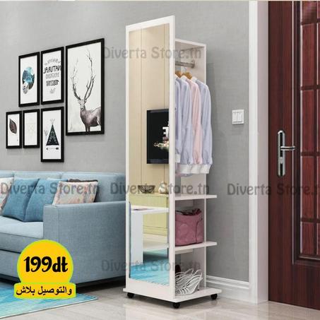 Grand Miroir Mobile Multifonction 3en1-Blanc