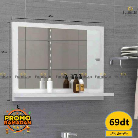 Miroir Mural salle de bain avec plateau Blanc