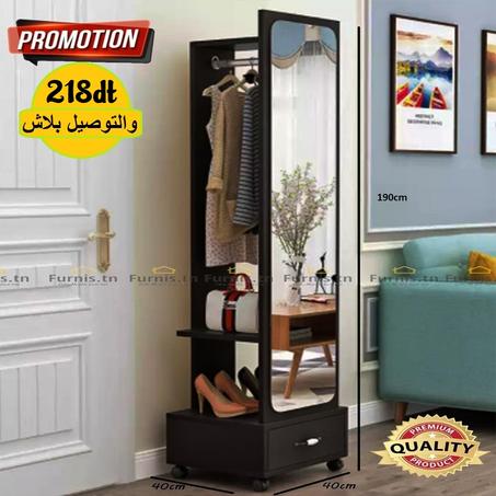 Grand Miroir Mobile Multifonction 4en1-Noir