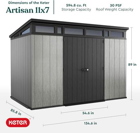 Keter Artisan 11x7 Storage Resin Shed - Grey