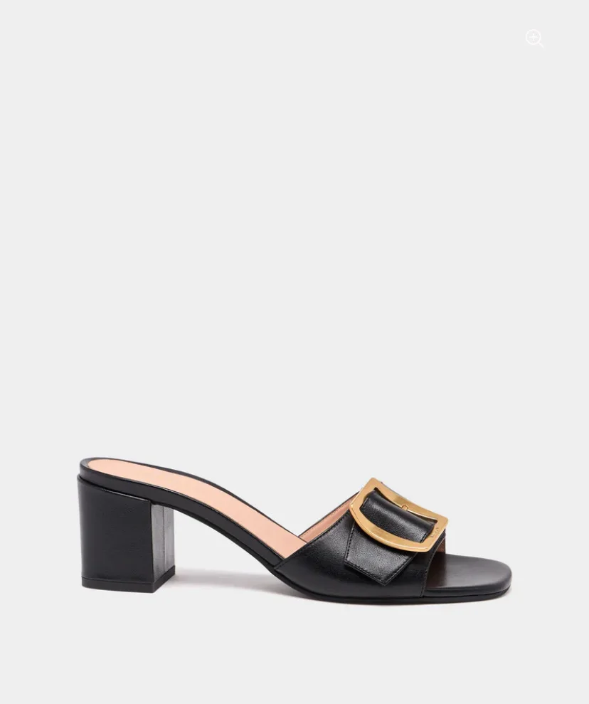 Boucle Mule in Black Leather