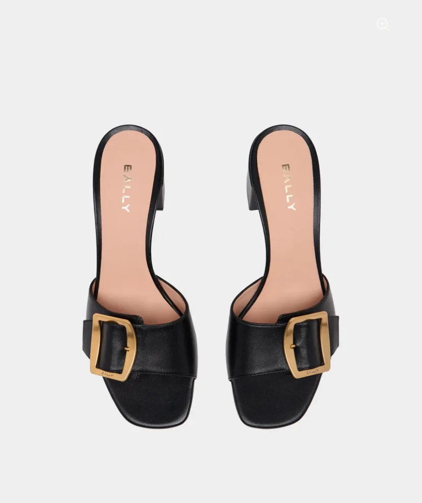 Boucle Mule in Black Leather