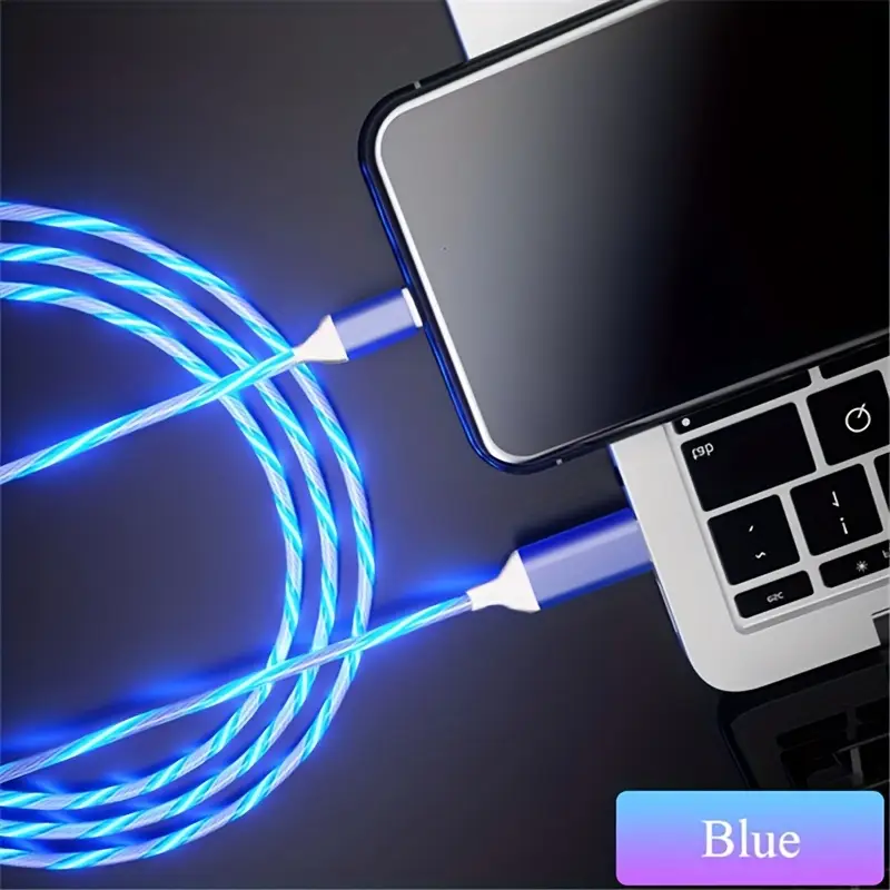 LED Light-Up Charging Cable for iPhone, Type-C & Micro USB | Glowing Rope Charger with Party LED Lights