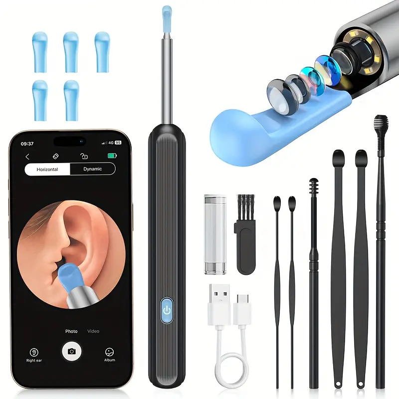 INSKAM Smart Ear Cleaning Camera with LED Light – Wireless HD Otoscope with 6 Spoons & 7 Tips – Safe for All Phones