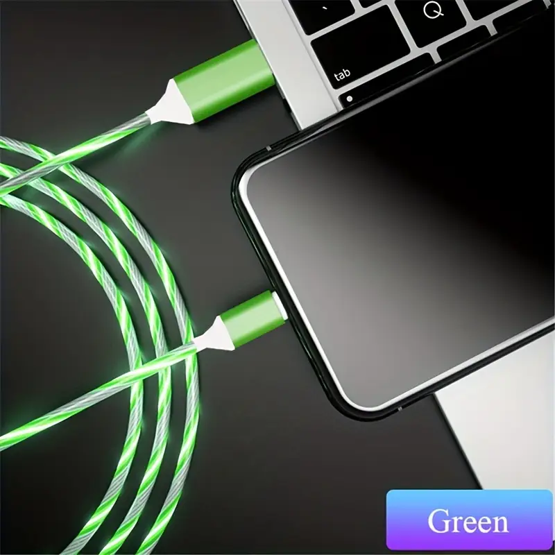 LED Light-Up Charging Cable for iPhone, Type-C & Micro USB | Glowing Rope Charger with Party LED Lights